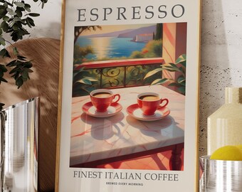Italian coffee poster, vintage coffee wall art, espresso coffee print, retro kitchen wall art, Coffee Bar print Coffee Gift for Coffee Lover