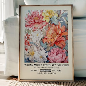 William Morris print, meadow flowers, spring flowers, vintage pastel floral wall art, vintage botanical, cosy floral decor