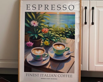Italian coffee poster, vintage coffee wall art, espresso coffee print, retro kitchen wall art, Coffee Bar print Coffee Gift for Coffee Lover