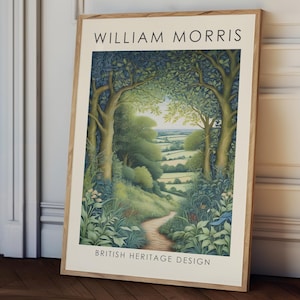 William Morris print, woodland painting, vintage landscape painting, woodland wall art, Heritage wall art, landscape wall art image 1
