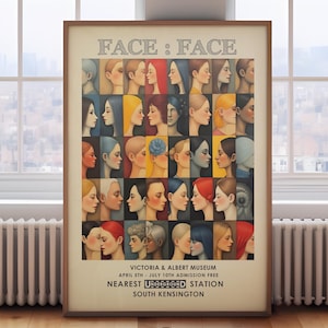 Impresión vintage del Museo Victoria & Albert, póster de rostros femeninos, póster de exposición de retratos, arte mural de moda, póster publicitario vintage