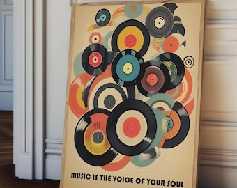 Play that funky music print, Vinyl records Music Poster, Vintage music Poster, retro surf print, retro music print, vinyl records wall art,