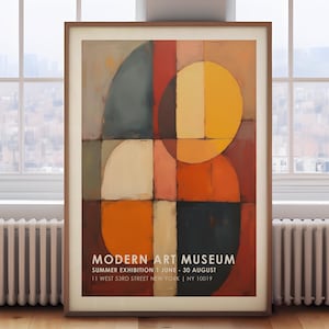 Modern art poster, orange abstract art, red abstract art, New York exhibition poster, bold wall art, contemporary wall art, modern wall art