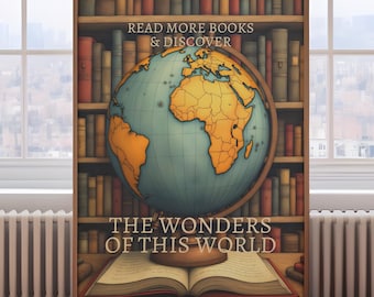 Vintage book painting, library print, book lover gift, book wall art, vintage reading poster, book and plants print, vintage book print
