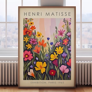 Henri Matisse print, Matisse pink botanical painting, vintage museum poster, Gallery Exhibition Art, bright Floral print, art gift