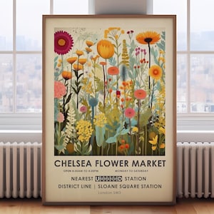 Chelsea flower market print, William Morris print, vintage floral print, wildflower botanical print, botanical wall art, gift