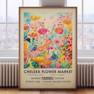Chelsea flower market print, Matisse flower print, retro floral print, vibrant spring botanical print, botanical wall art, floral gift