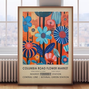 Columbia Road Flower Market, London flower market, bright floral print, vibrant botanical wall art, flower painting, , colourful florals