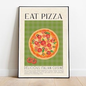 Pizza Print, Italy print, pasta print, retro food wall art, kitchen wall art, kitchen print, vintage food poster kitchen decor food gift