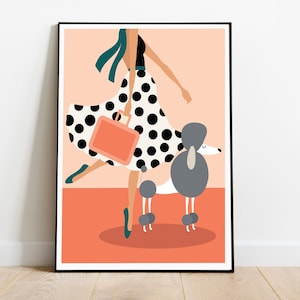 Retro dog print, mid century dog print, Poodle, mid century modern, dog wall art, dog lover gift, mid century wall art, retro wall art