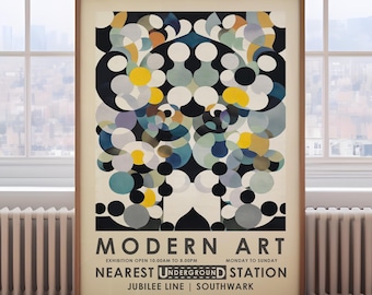 Modern art print, abstract art, London exhibition poster, art museum poster, geometric abstract art, contemporary art, underground poster