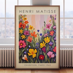 Henri Matisse print, Matisse pink botanical painting, vintage museum poster, Gallery Exhibition Art, bright Floral print, art gift