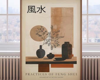Japanese painting, Vintage Japanese wall art, Feng Shui print, Japanese abstract print, Japandi Art, Japanese Gifts, Woodblock Print