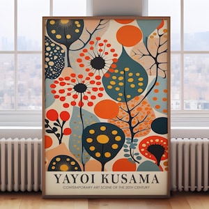 Yayoi Kusama print, bright Japanese decor, Japanese poster, Japanese wall art, abstract Japanese art, Japanese gift, bright wall art, bild 1
