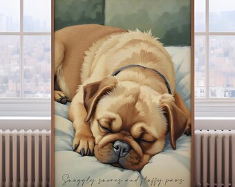 Pug dog painting, dog wall art, gift for dog lover,