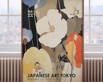Japanese floral print, Japanese poster, Japanese Wall Art, Japandi Art, Japanese decor, Japanese vintage poster, Japanese gift