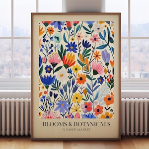 Flower market print, Matisse floral painting, bright flower print, ditsy flowers