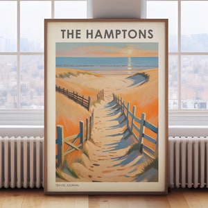 The Hamptons travel print, Hamptons poster, Hamptons travel poster, travel gift, vintage travel poster,  travel wall art, retro wall art