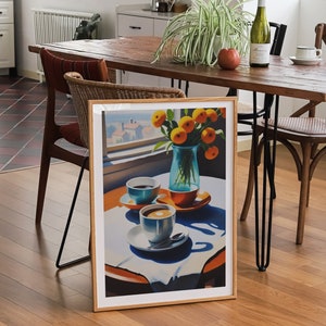 Vintage Coffee painting, coffee decor, coffee wall art, coffee gift, vintage kitchen decor, coffee illustration