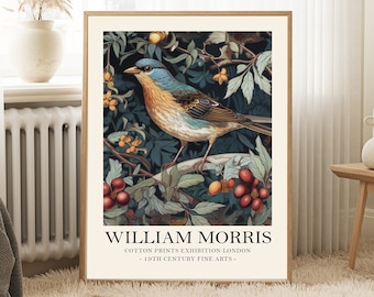 William Morris bird print, William Morris Exhibition Print, William Morris Poster, Vintage Wall Art, Textiles Art, Vintage Poster