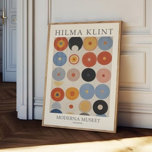 Póster de Hilma AF Klint, arte mural abstracto de Hilma Klint, póster de exposición vintage, impresión abstracta de círculos, póster de museo vintage, decoración japonesa