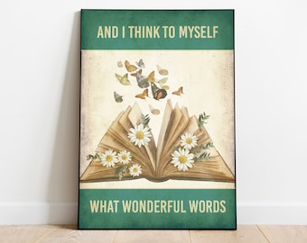 Vintage book poster, library print, book lover gift, book print, vintage reading poster, reading wall art, book wall art, retro book print