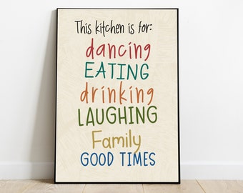 This kitchen is for dancing print, kitchen print, kitchen wall art, kitchen poster, Funny Quote, Typography Print, Trendy Poster,Home Inspo