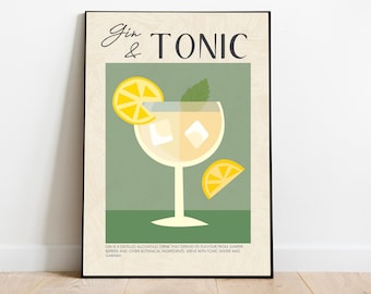 Gin print, cocktail print, Booze gift, Gin wall art, home bar print, Gin o'clock, bar cart print, kitchen print, kitchen wall art,
