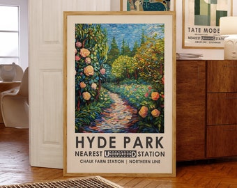 Hyde Park print, London poster, London exhibition poster, Van Gogh print, Van Gogh Floral painting, Scenery Art, Famous Art