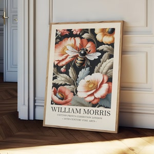 William Morris bumble bee Print, vintage style William Morris Exhibition Print, Bee and flowers print, William Morris Poster, Textiles Art,