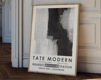 Tate Modern print, modern abstract art, exhibition poster, black and neutral wall art, neutral decor, black decor, contemporary art
