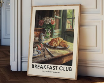 Breakfast club print, Food Illustration Print, Kitchen Decor, colourful Food wall art, food painting, kitchen wall art, dining room wall art