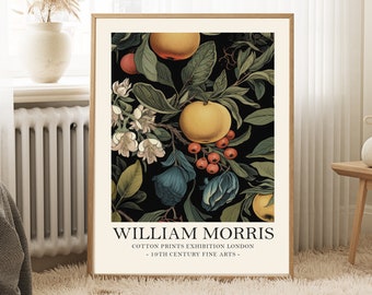 William Morris fruit Print, vintage style William Morris Exhibition Print, William Morris Poster, Vintage Wall Art, Textiles Art