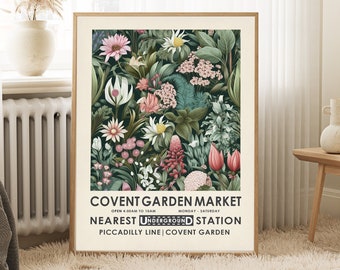 Covent Garden Market, William Morris poster, London Flower market, botanical print, botanical wall art, floral wall art, flowers print
