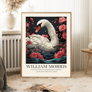 William Morris swan Print, William Morris Exhibition Print, William Morris Poster, Vintage Wall Art, Textiles Art, Vintage Poster