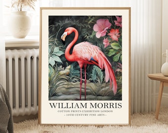 William Morris flamingo print, William Morris Exhibition Print, William Morris Poster, Vintage Wall Art, Textiles Art, Vintage Poster