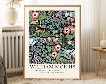 William Morris floral Print, vintage style William Morris Exhibition Print, vintage botanical poster, Vintage Wall Art, Textiles Art