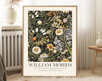 William Morris vintage style floral Print, William Morris Exhibition Print, vintage botanical poster, Vintage Wall Art, Textiles Art,