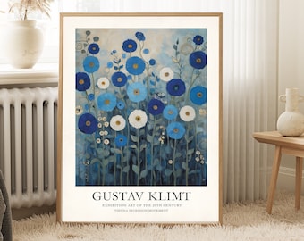 Gustav Klimt floral Print, Klimt Exhibition Poster, Klimt Museum Poster, Gustav Klimt Poster, Art Nouveau, abstract wildflowers print,