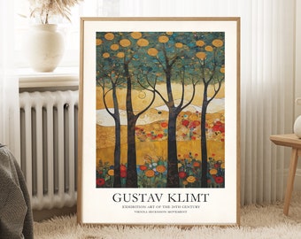 Gustav Klimt Print, Klimt Exhibition Poster, Klimt Museum Poster, Gustav Klimt Poster, Art Nouveau, abstract landscape print,