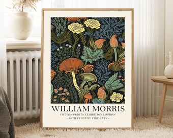 William Morris botanical Print, vintage style William Morris Exhibition Print, vintage botanical poster, Vintage Wall Art, Textiles Art,