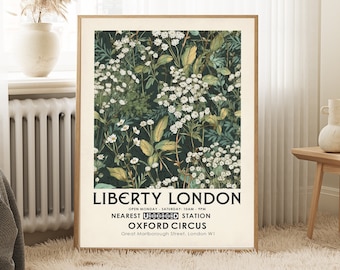 Liberty London store, William Morris print, Flower market print, vintage botanical print, botanical wall art, floral wall art, flowers print