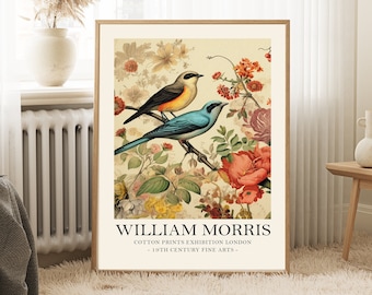 William Morris bird print, William Morris Exhibition Print, William Morris Poster, Vintage Wall Art, Textiles Art, Vintage Poster