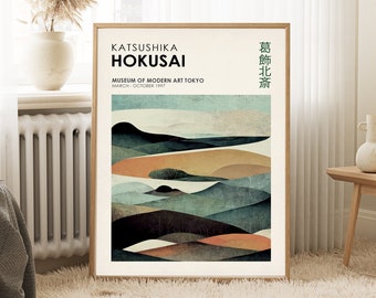 Katsushika Hokusai Print, vintage Japanese wall art, Japanese decor, Japan mountain, vintage wall art, watercolour landscape, wall decor