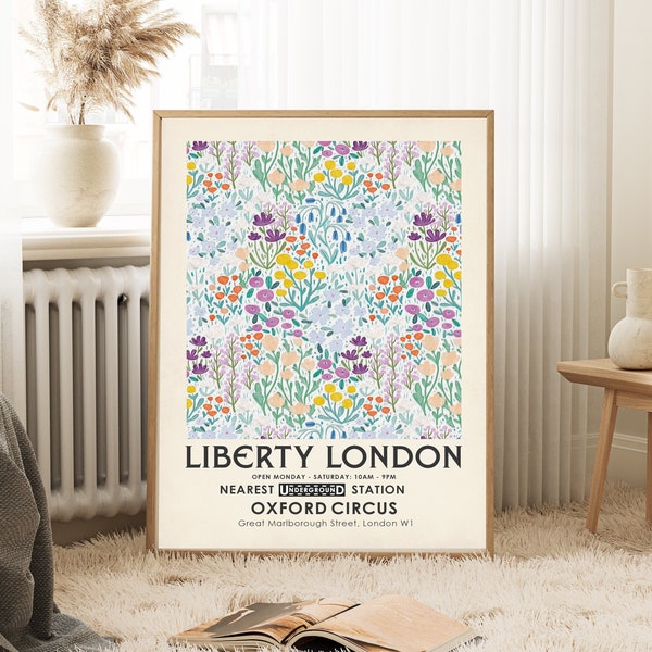 Liberty London print, William Morris print, vintage botanical poster, retro Flower market print,botanical wall art, floral wall art, flowers