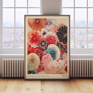 Japanese art exhibition print, Japanese flower poster, Japanese Wall Art, Japandi Art, Japanese Gifts, Japanese decor, Woodblock Print