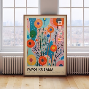 Yayoi Kusama print, Japanese wall art, bright Japanese decor, Japanese print, abstract Japanese poster, Japanese gift, bright wall art