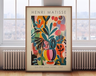 Henri Matisse print, Matisse botanical painting, vintage museum poster, Gallery Exhibition Art, Minimalist bright Floral print, art gift