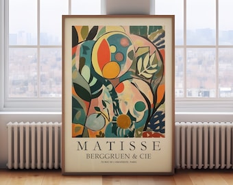 Henri Matisse print, Matisse botanical painting, vintage museum poster, Gallery Exhibition Art, Minimalist bright Floral print, art gift