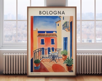 Bologna travel print, Italy poster, vintage Italy painting, Bologna poster, Italy wall art, travel gift, Bologna print